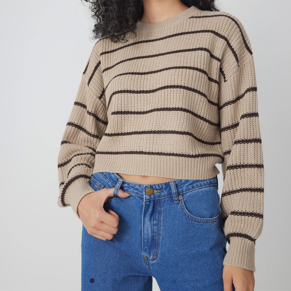 Striped Tan Sweater for Women